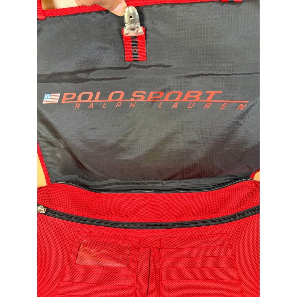 Vintage Polo Sport Ralph Lauren Red‎ Messenger Bag Crossbody Nylon Laptop Travel